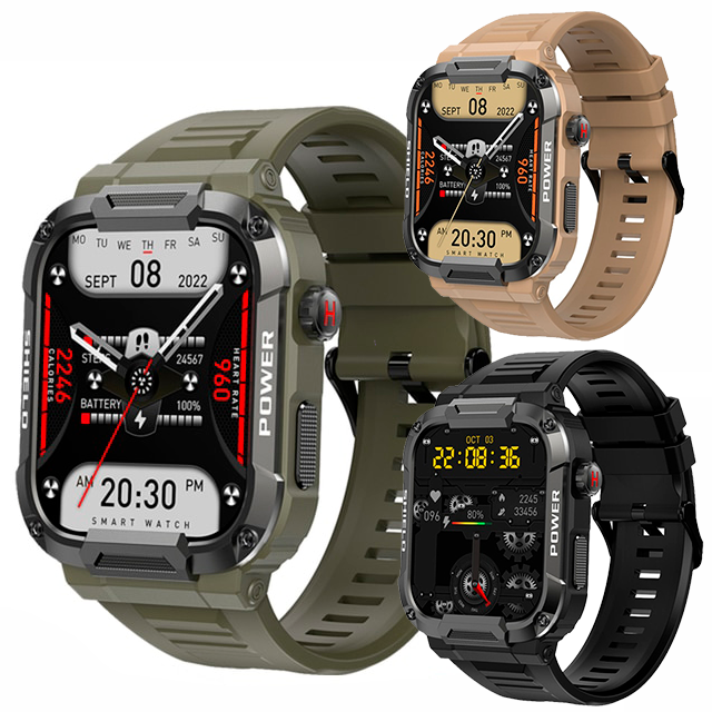 Besteshop Force 4 - Robuste Militär-Smartwatch für Herren für Xiaomi Android/ IOS ,Fitness-Uhren, IP68, wasserdicht, 1,85 Zoll Bluetooth-Anruf